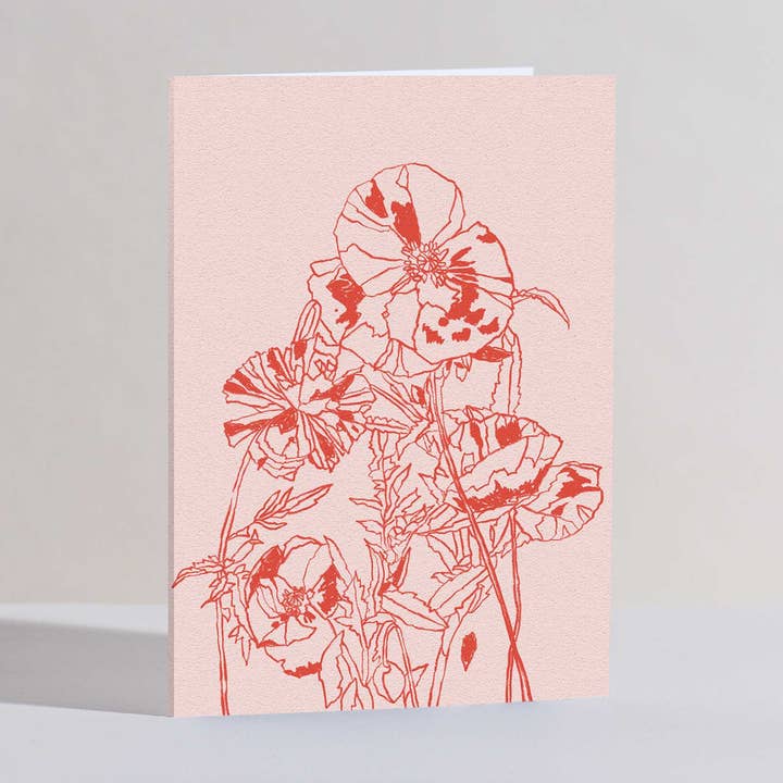 Carte de vœux Coquelicots pour la vente par Verity Burton