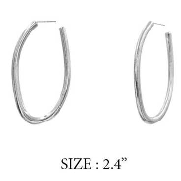 Silver Oval Drop Earring 2.4" for wholesale by What's Hot