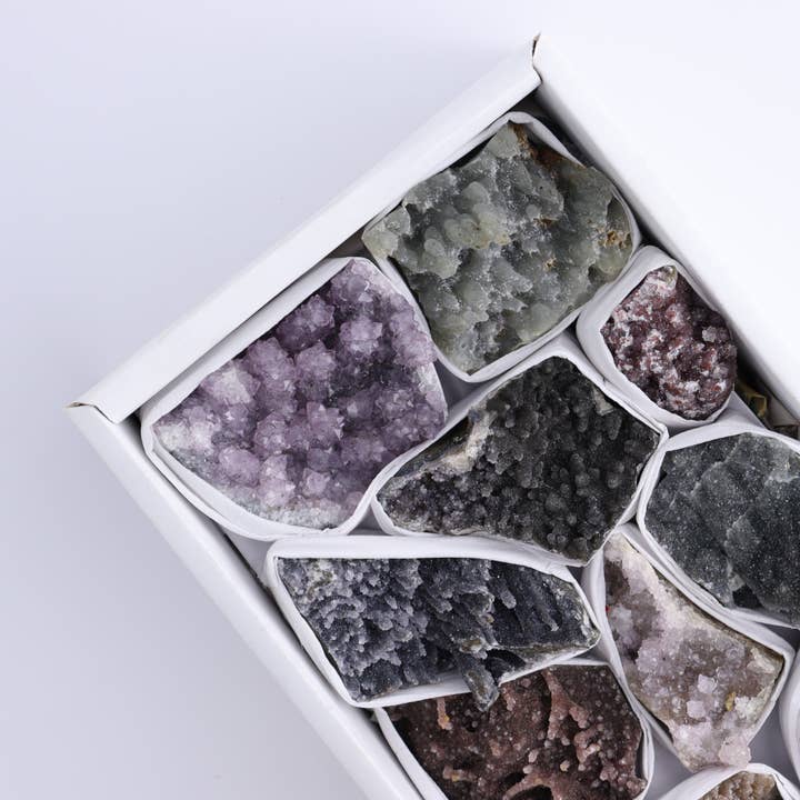 Uruguay Amethyst Clusters with Formations Flat of 11 for wholesale by Mi Esperanza Minerals