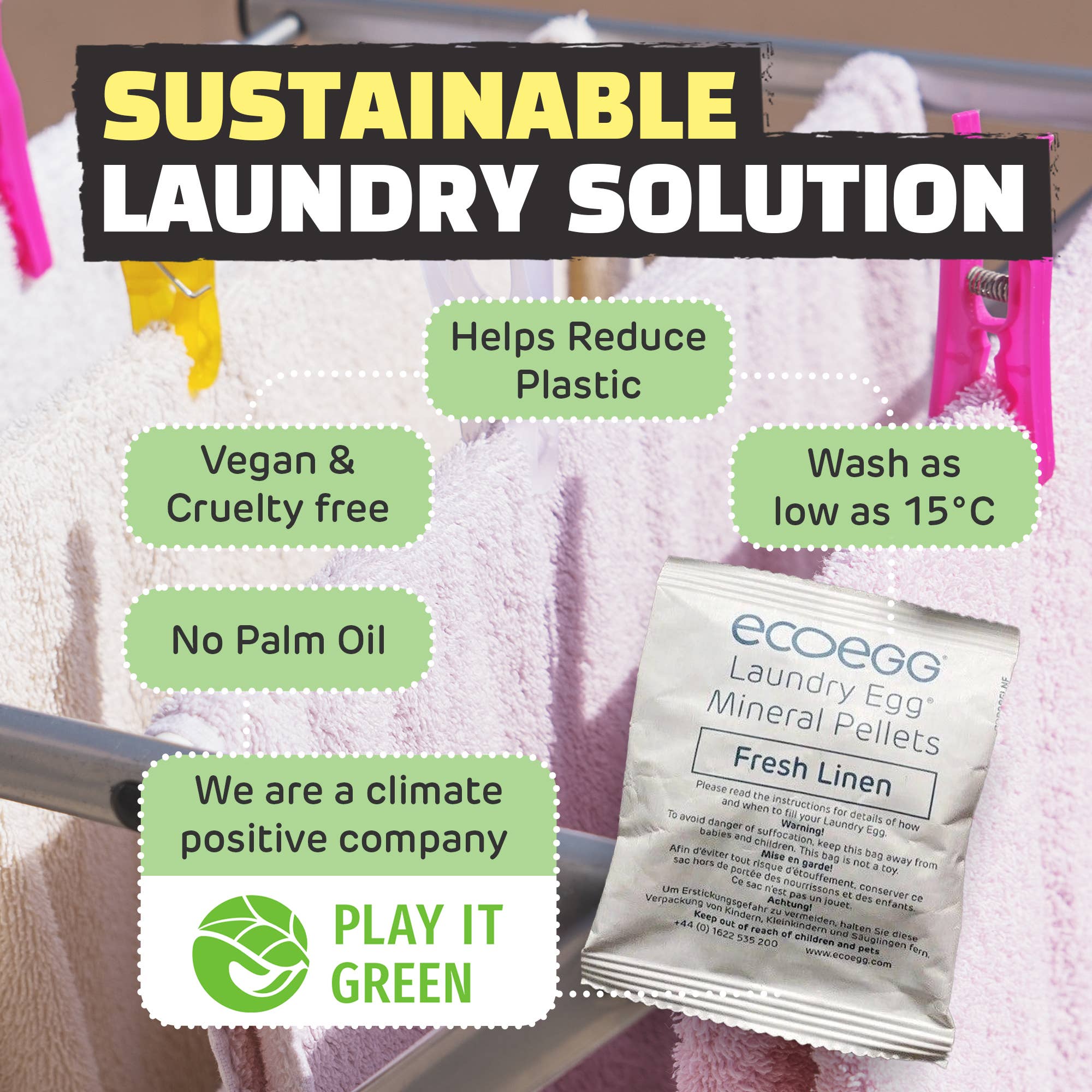 Ecoegg - Wholesale Laundry Detergent Powder/Pods - ecoegg Laundry Egg Refill Pellets - Fresh Linen - 50 washes5