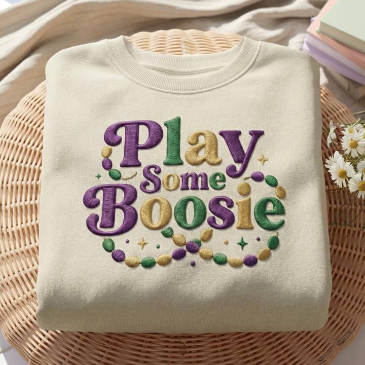 Chemise de Carnaval Brodée Play Boosie Mardi Gras pour la vente par ClevorFit