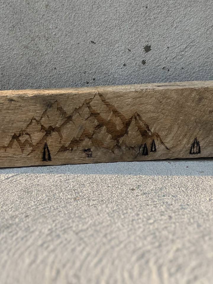 Weathered Wood Mountainscape Compass Outdoor Sign for wholesale by Cutting Edge Laser Studio