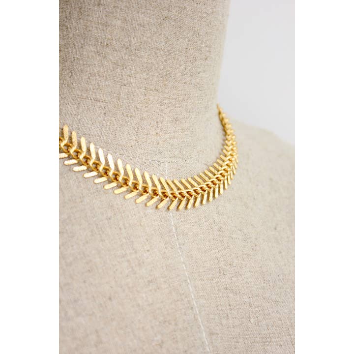 David Aubrey Jewelry - Wholesale Link & Chain Necklace - DOR215 Gold Chain Fish Bone Necklace
