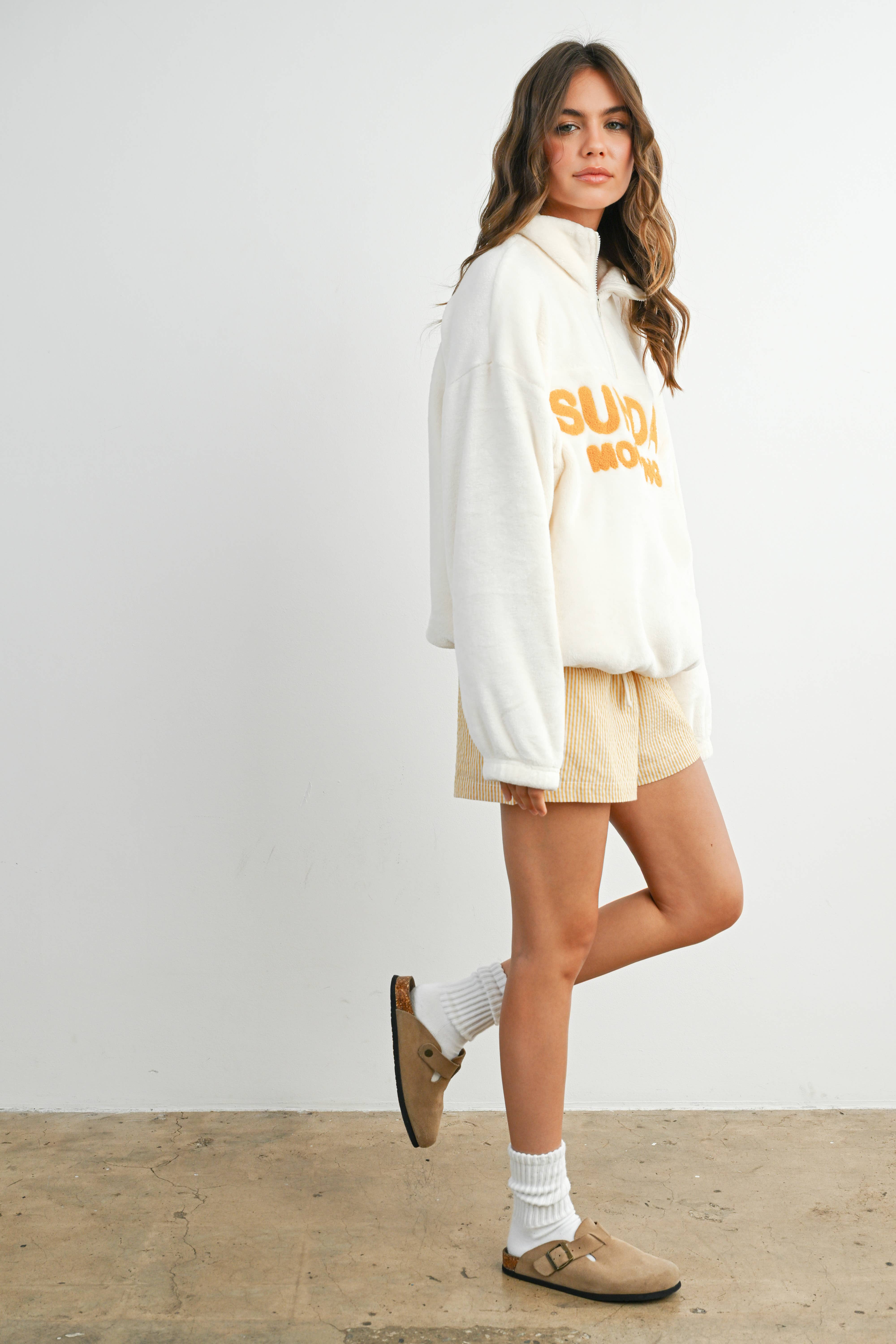 BUTTERMELON - Wholesale Sweatshirt - Women's - Sunday Morning Half-Zip Pullover Sweatshirt - BMT75791