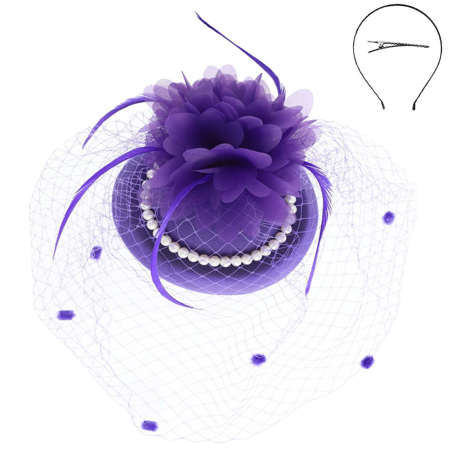 SP Sophia Collection - Vente Chapeau bibi – femme - Fascinateur orné de bijoux à plumes florales 6