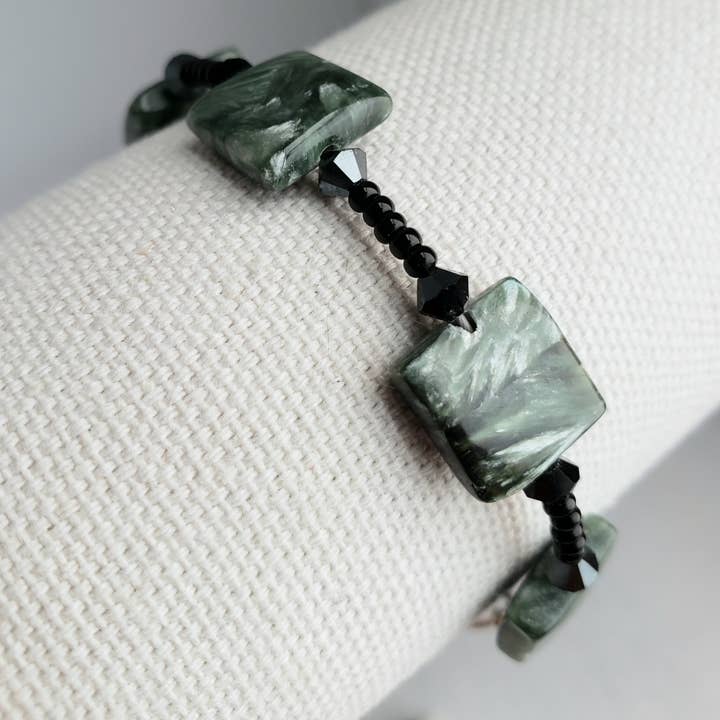 OOAK perle armbånd - Seraphinit & Swarovski Crystal for engroshandel hos Divine Dragon Designs