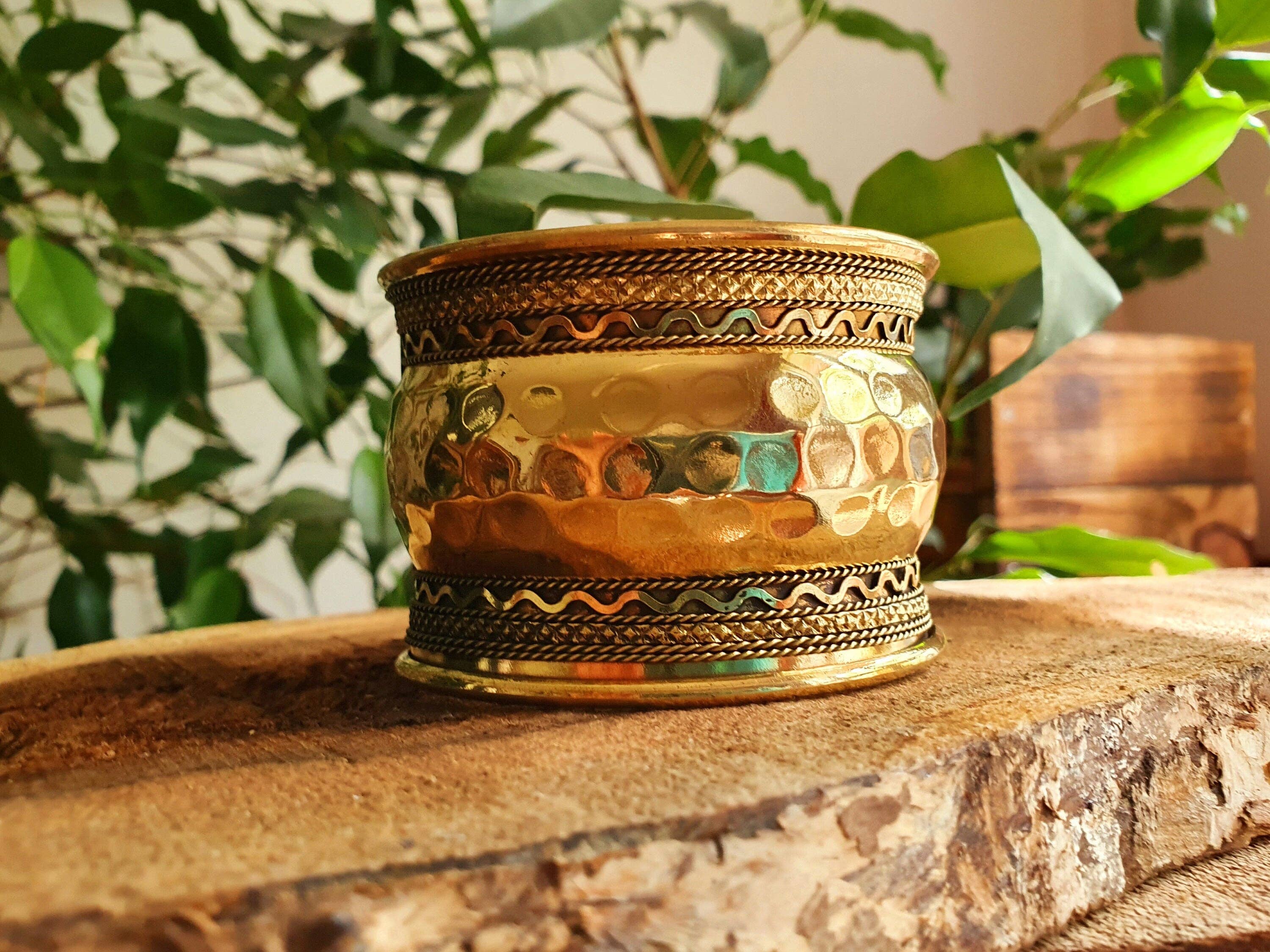 Kaali Boutique - Wholesale Cuff Bracelet - Textured Brass Cuff Bracelet / Tribal / Hammered / Boho / Ethnic / Rustic / Bohemian / Hippie / Gypsy / Jewellery / Adjustable / Unisex /3