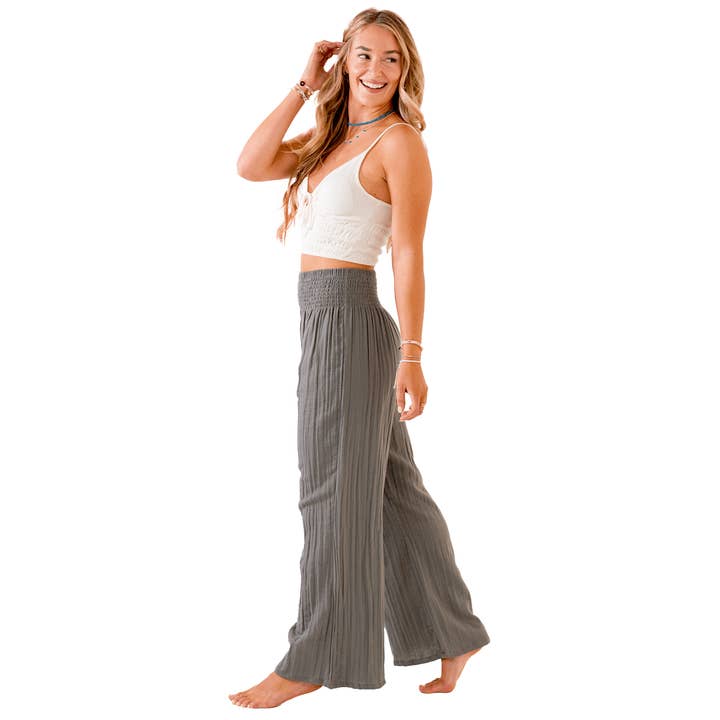 Lotus and Luna - Wholesale Pants - Women's - Granite Wide Leg Cotton Pants