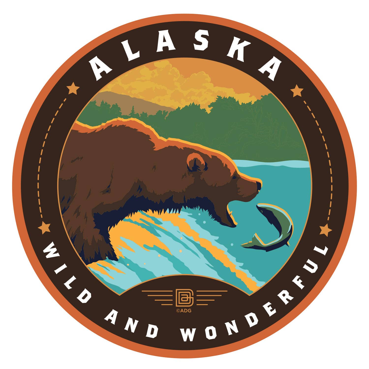 Tourist Courts - Wholesale Sticker - Alaska Fishing Bears Circle Sticker0