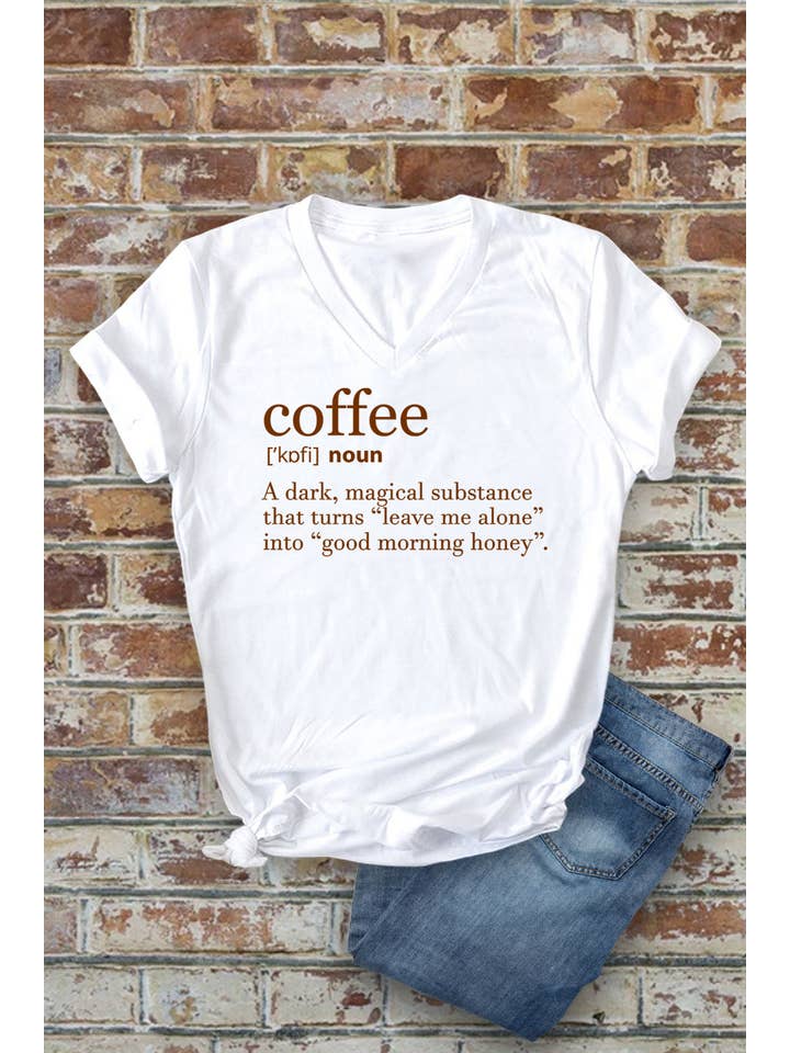 Top Avenue - Wholesale Screen Printed T-Shirt - Women's - Coffee Definition, Unisex V-Neck T-Shirt1