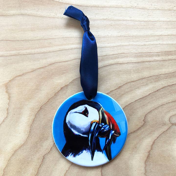 Hangry Puffin Ornament for wholesale by Art by Alyssa