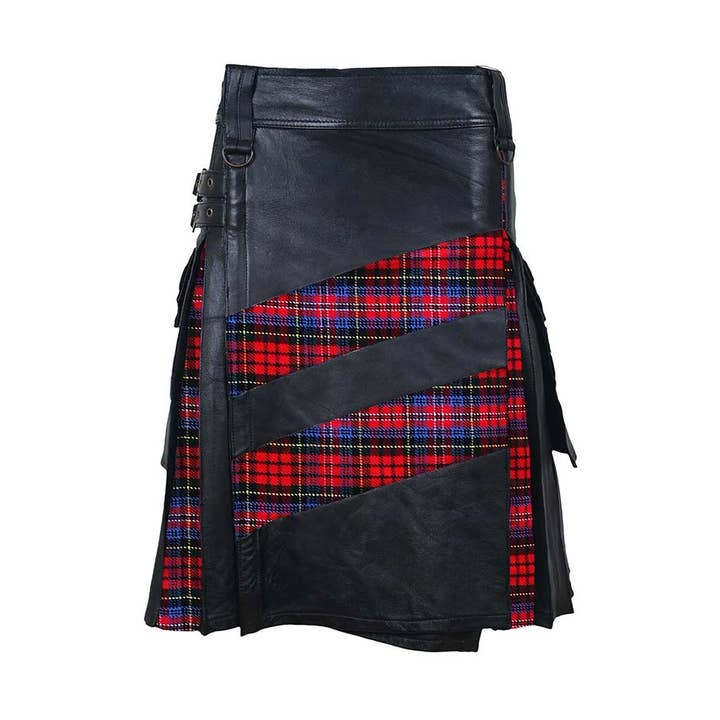 Kilt hybride en cuir personnalisé McPherson ou tartan pour la vente par USA Leather Shop
