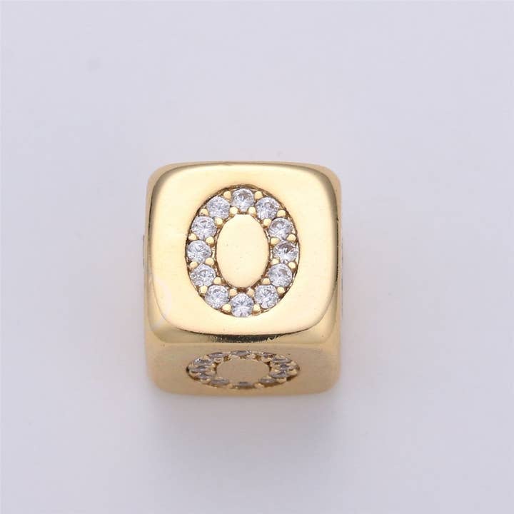Aim Eternal - Wholesale Individual Charm/Pendant - 9x9mm Gold Initial Letter Beads, Alphabet Beads, Initial Beads, Alphabet Blocks Micro Pave Initial Block Charm for Bracelet Necklace Supply14