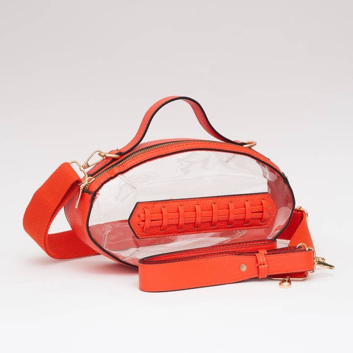 MiMi Wholesale - Wholesale Crossbody Bag - Women's - TG10695 Clear Gameday Football Stitch Detail Crossbody Bag