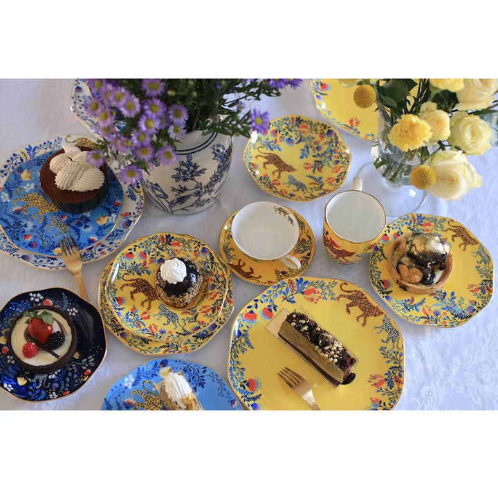 Jessie Zhao New York – Großhandel Essteller – Amazon Rainforest Speiseteller aus feinem Porzellan, gelb5