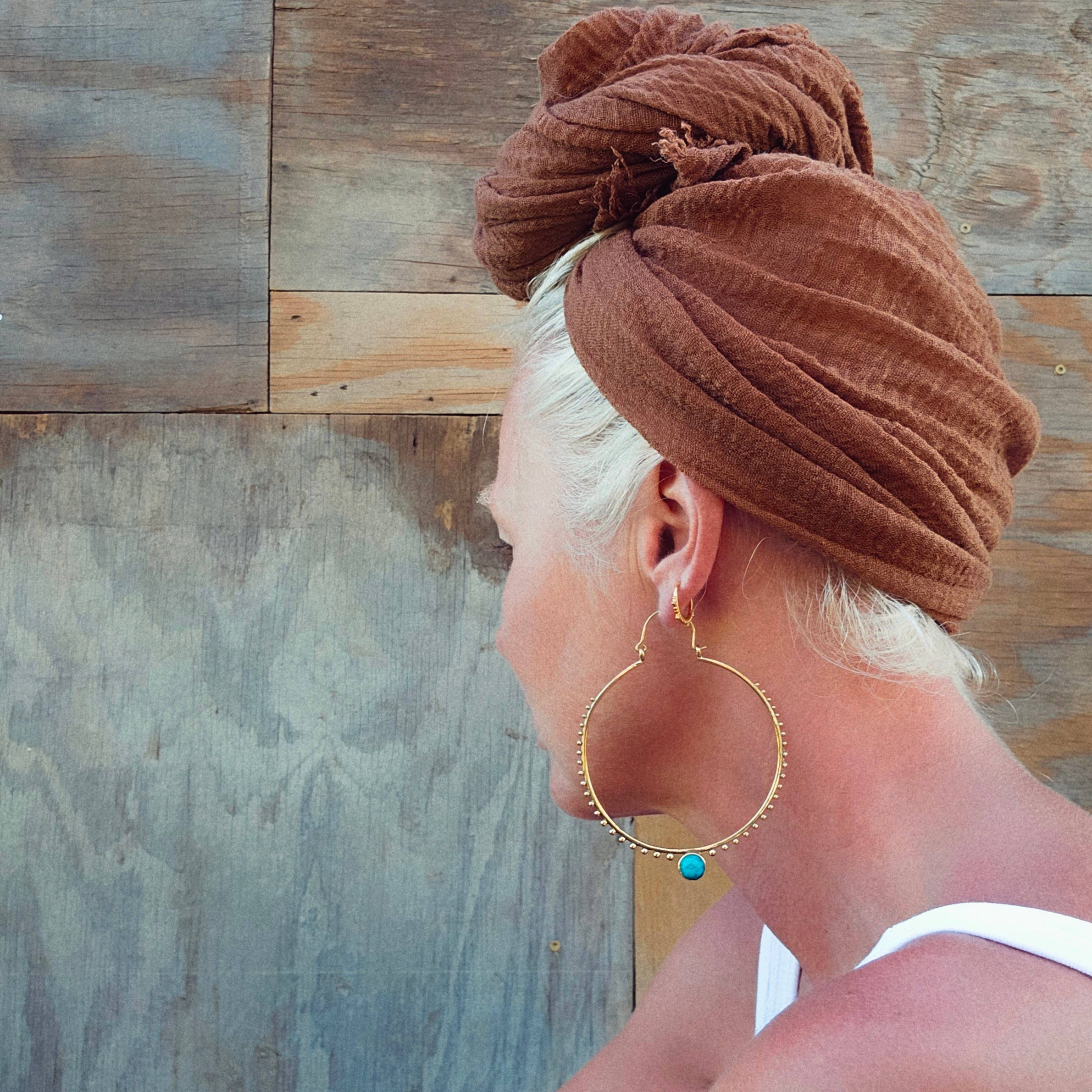 Bisjoux - Wholesale Hoop Earrings - Brass large hoop earrings turquoise onyx moonstone7