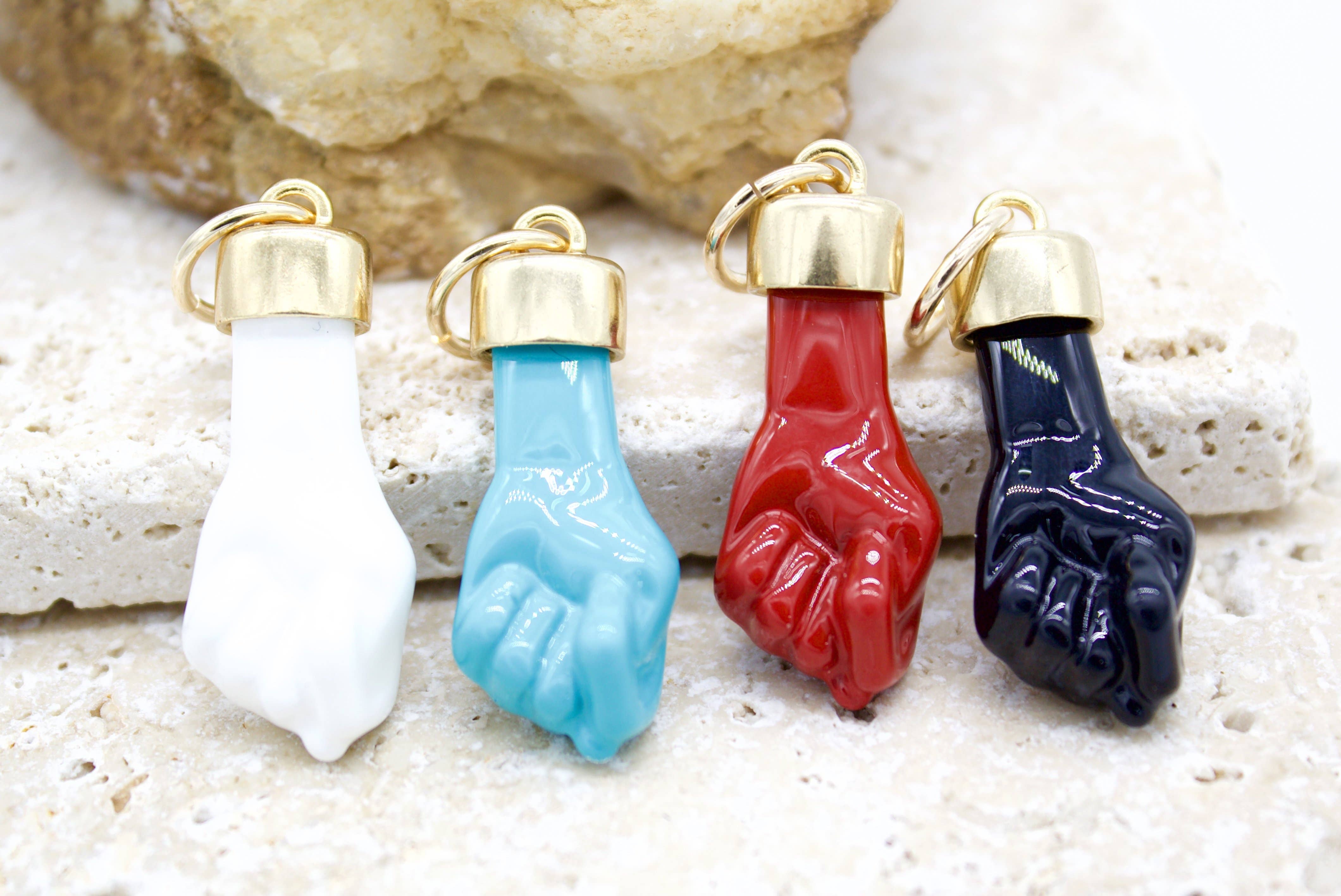 MIA Jewelry - Wholesale Individual Charm/Pendant - 18K Gold Filled Enamel Figa Hand Pendant (A39)1