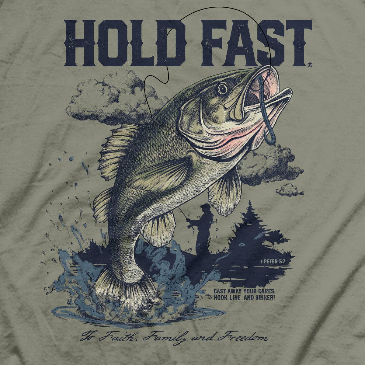 Sage HOLD FAST Mens T-Shirt Fishing for wholesale on Faire3