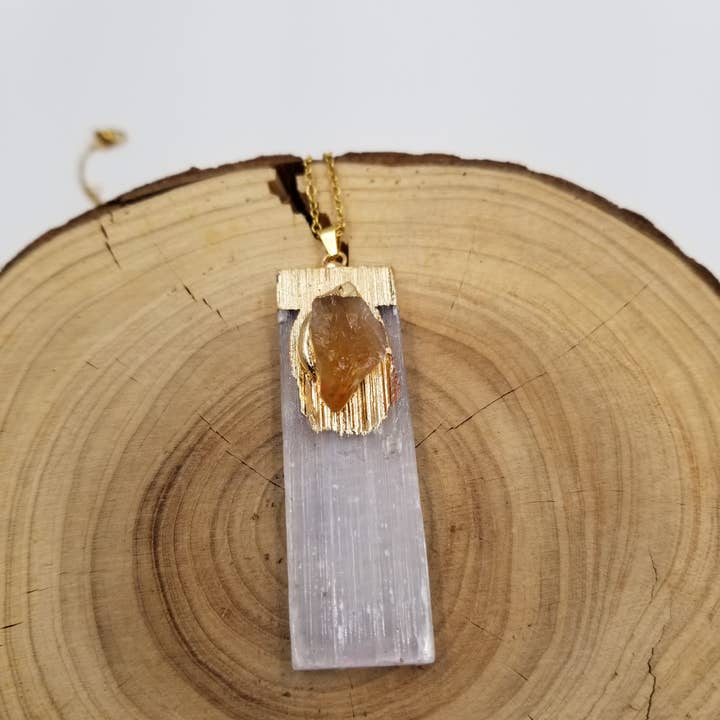 CHAKRA JEWELRY - Wholesale Pendant/Charm Necklace - Natural Stone Inlaid Crystal Pillar Necklace
