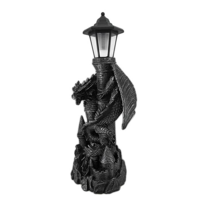Zeckos - Wholesale Outdoor Ornament/Decor - Dragon Keeper of the Castle Light Solar LED Lantern Statue5