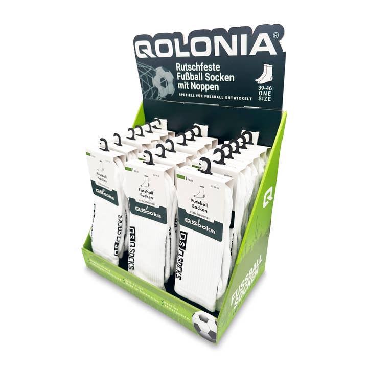 Chaussettes de football antidérapantes unisexes | 36 paires + présentoir pour la vente par QOLONIA