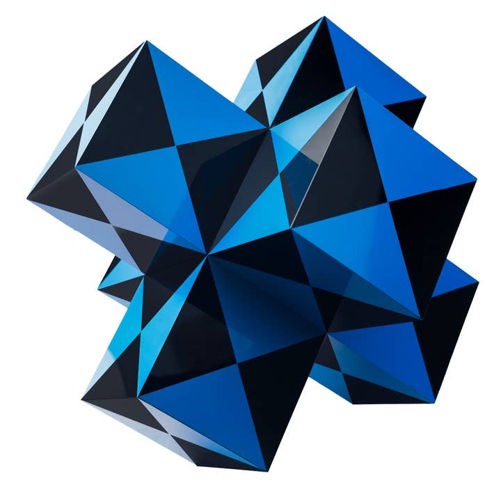 Cube Sculpture | Black and Blue for wholesale by Carol Rose Home Decor