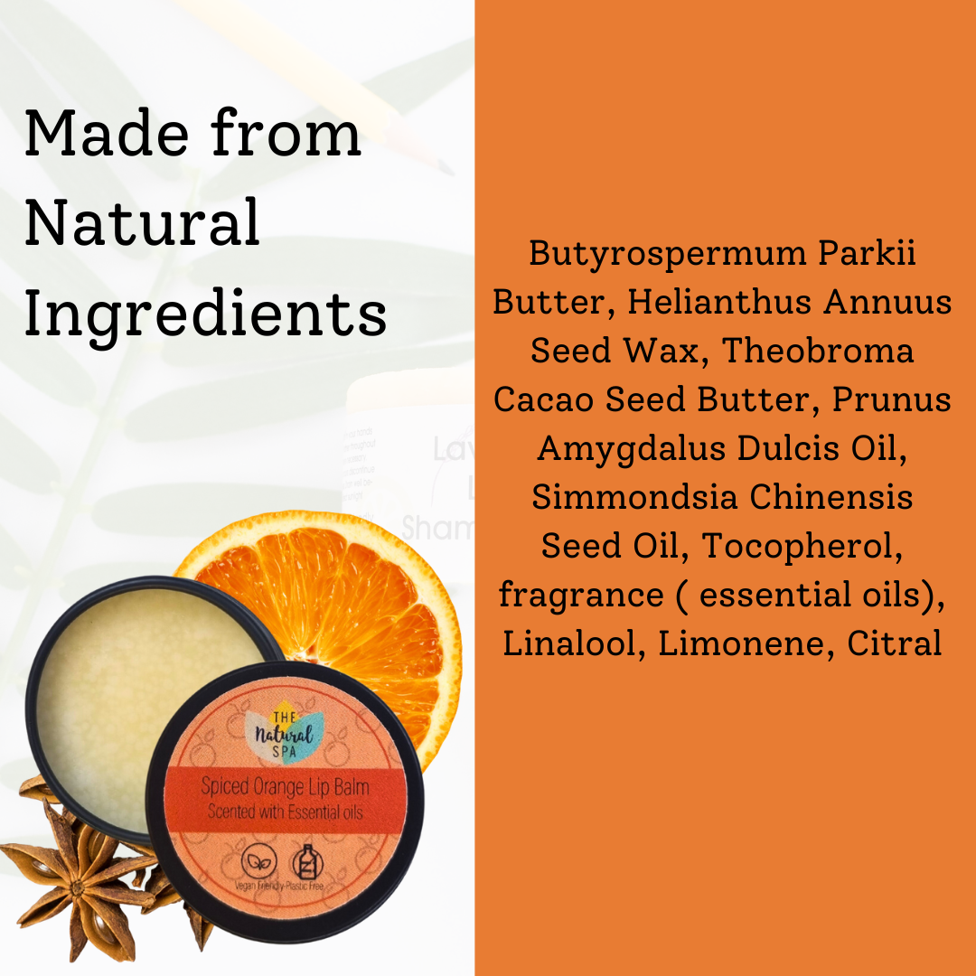The Natural Spa Cosmetics – wholesale Lip Balm – Spiced Orange   All Natural Lip Balm Vegan Stocking Filler3
