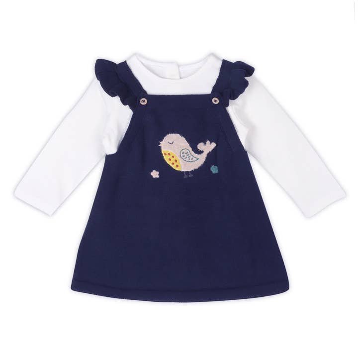 Marinblå Bird Ruffle Baby Girl Tunika Klänning & Bodysuit (Ekologisk) för wholesale på Faire