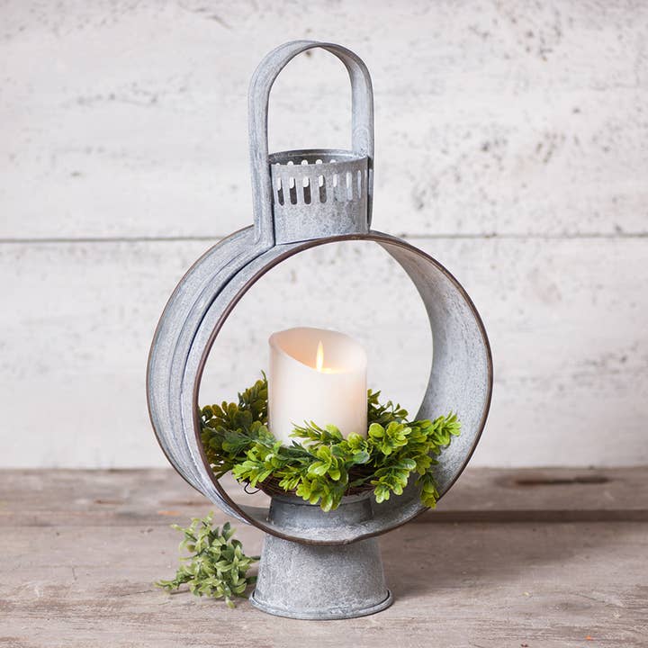 Irvin's Tinware - Wholesale Lantern - Open Lantern in Weathered Zinc