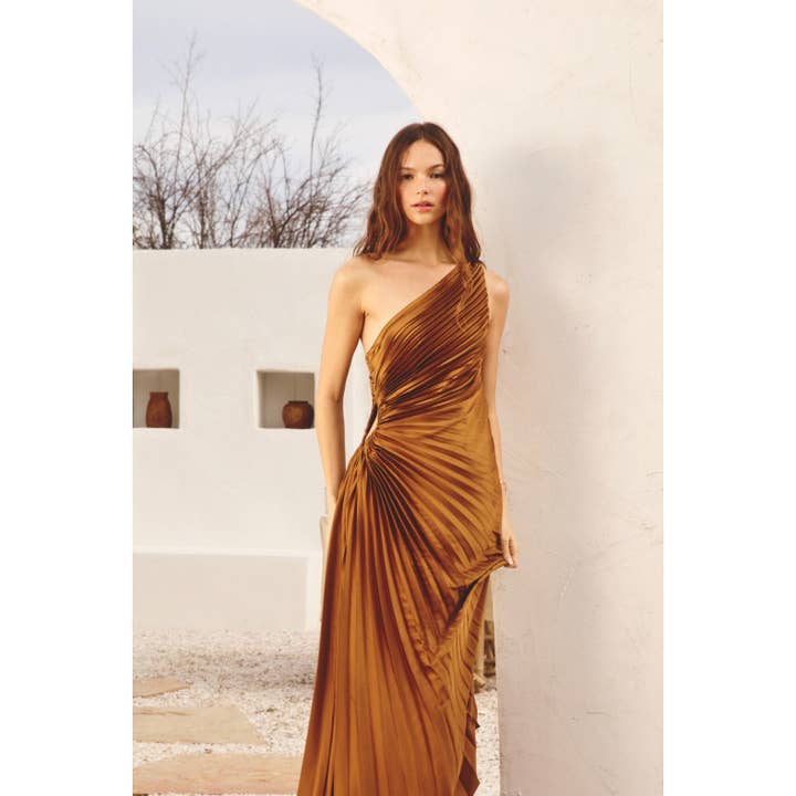 Dress Forum - Wholesale Dress - Women's - Olympia Asymmetrical Pleated Maxi Dress58