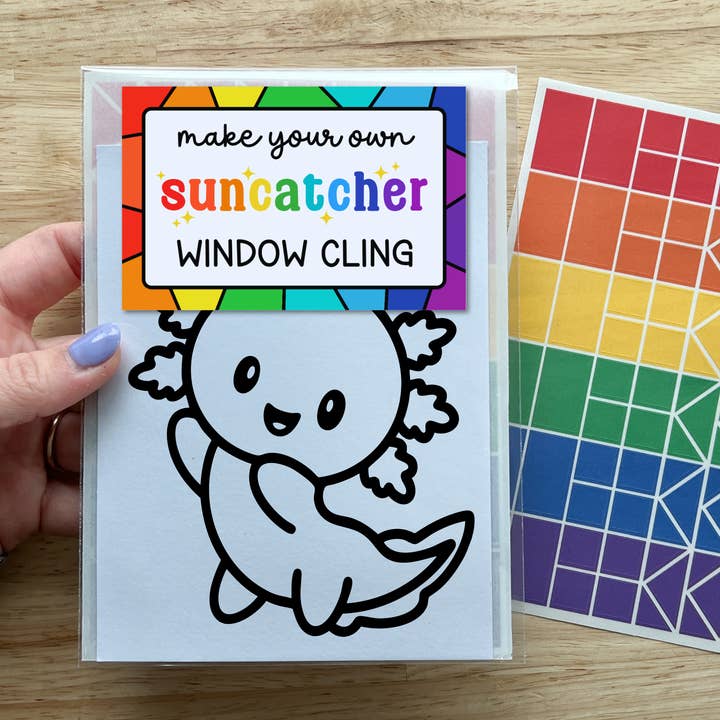 Axolotl Suncatcher Sticker Craft Kit for Kids for wholesale by Calenlou Crafts