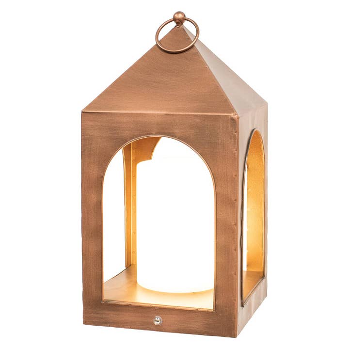 Lanterne LED à trois fonctions en plein air avec finition cuivre - 16" pour la vente par CWI Gifts