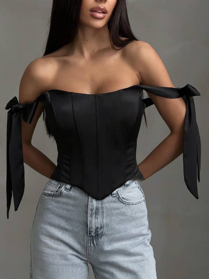 CWTTT0034_BACKLESS STRAPPY IRREGULAR HERRINGBONE TUBE TOP for wholesale by NINEXIS