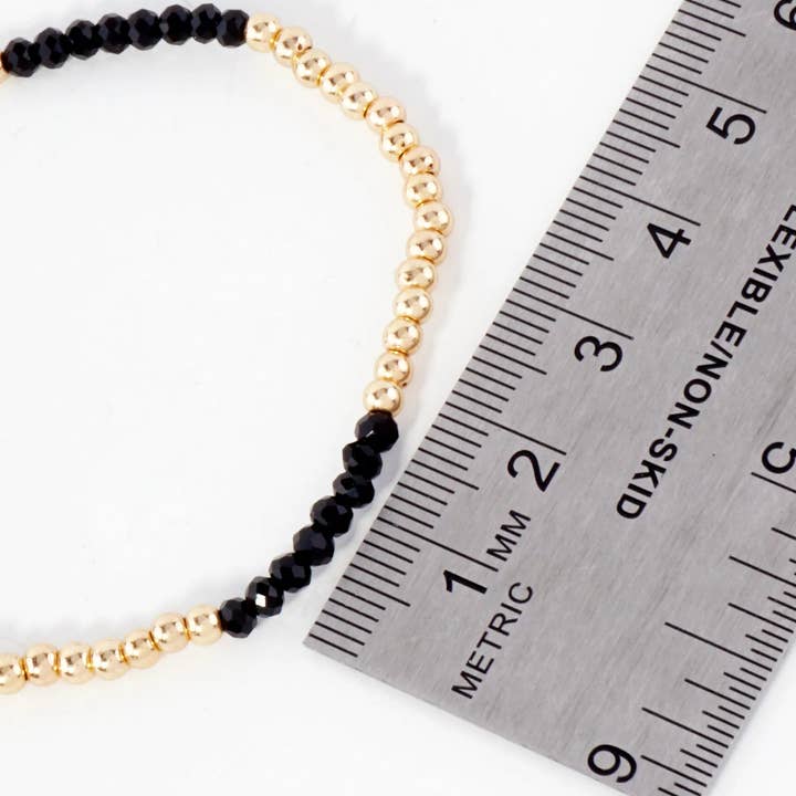 Wild Honey - Wholesale Jewelry Set - 3PC-Set Skinny Metallic Glass Beads Stackable Stretch Bracelets16