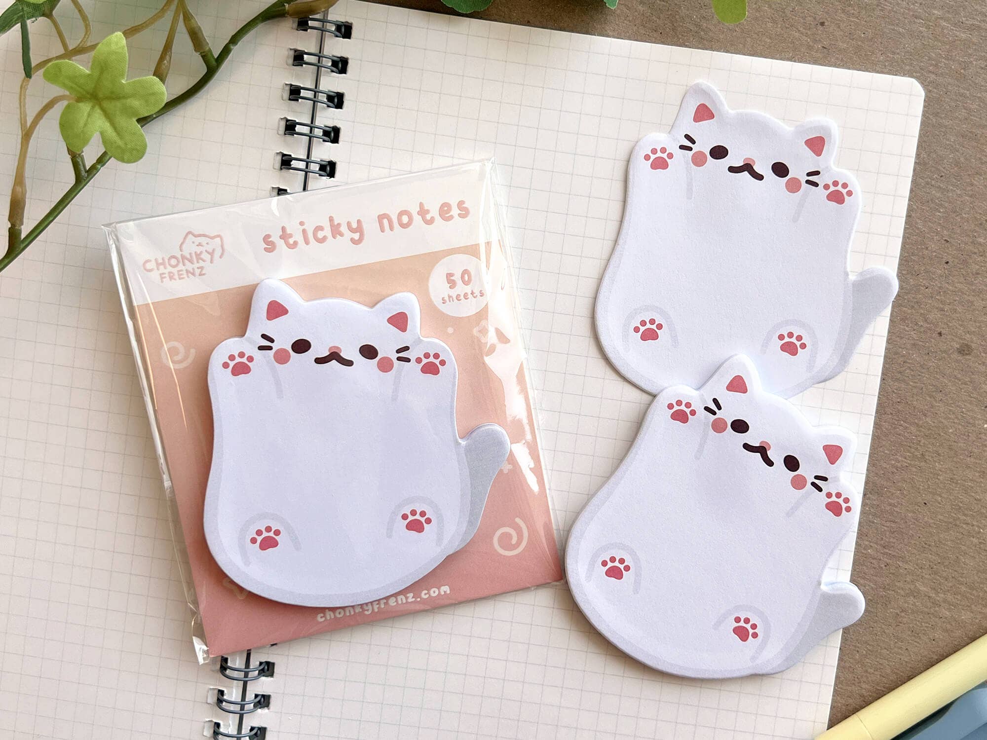 Chonky Frenz - Wholesale Sticky Notes - Playful Kitty Die-Cut Sticky Notes2