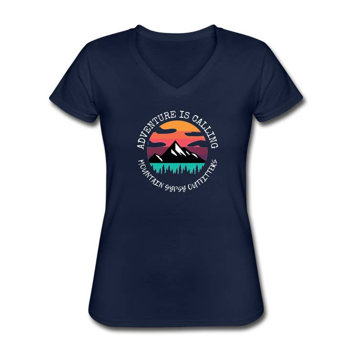 Adventure is Calling V-neck Tee for wholesale by Mountain Gypsy Outfitters
