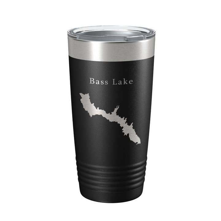 Bass Lake Map Tumbler Travel Mug Insulated Laser Engraved Coffee Cup California 20 oz for wholesale by CarveBright