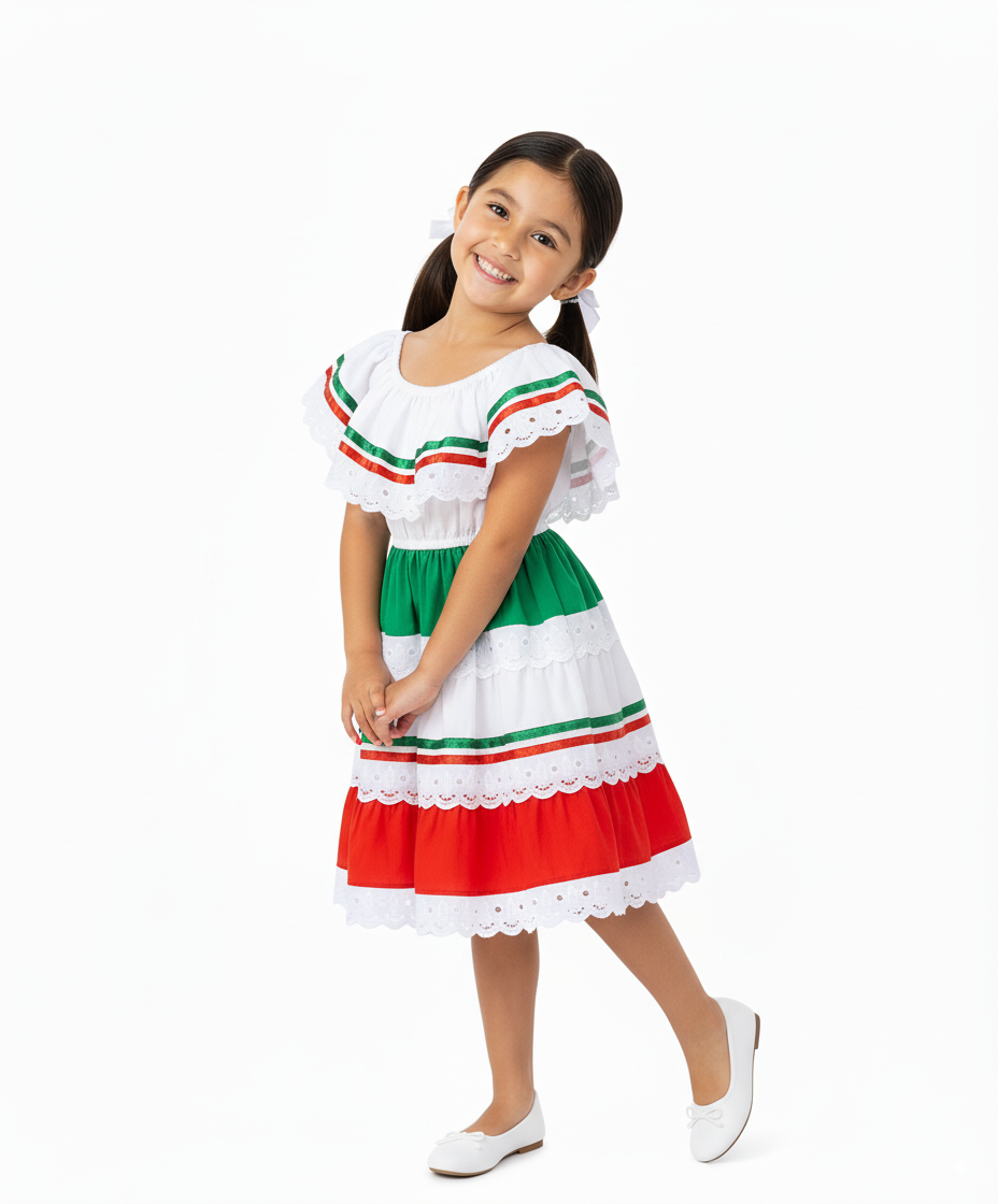Unik - Wholesale Dress - Kids - Girls Traditional Mexican Cinco De Mayo Fiesta Dress 5-88