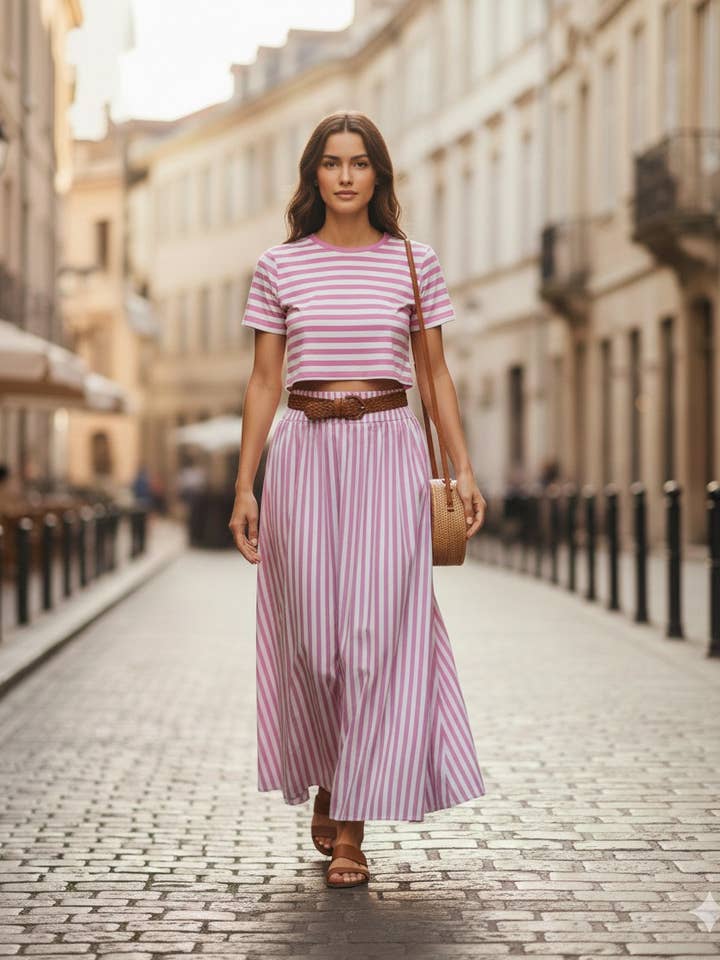 Gonna a righe (07-3618) per la vendita all'ingrosso da parte di aikha