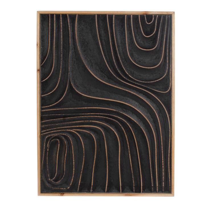 VIP Home & Garden - Wholesale Painting/Drawing - VIP Wood 20.47 in. Black Waved Lines Painted Home Decor