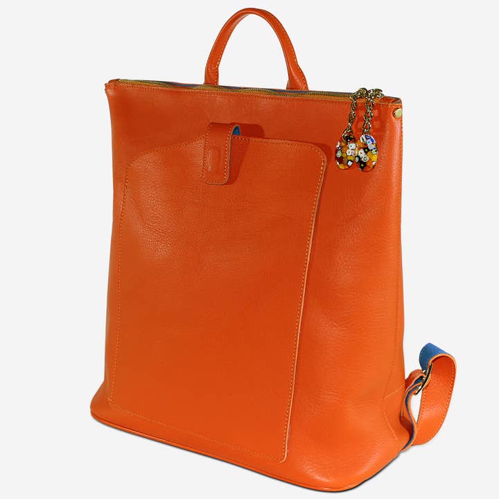 Terrida - Wholesale Shoulder Bag - Women's - Venetian Leather Backpack with Murano Glass Pendant2