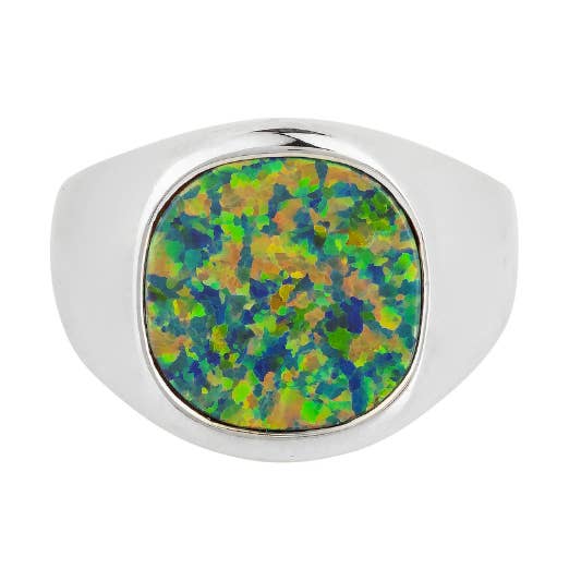 Green Opal Signet Ring - Silver for wholesale by Twistedpendant
