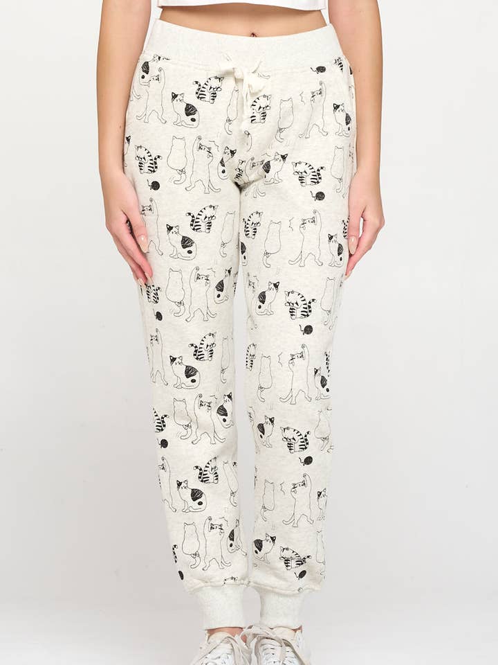Hele Cat Print Sweatpant for engroshandel hos SM WARDROBE