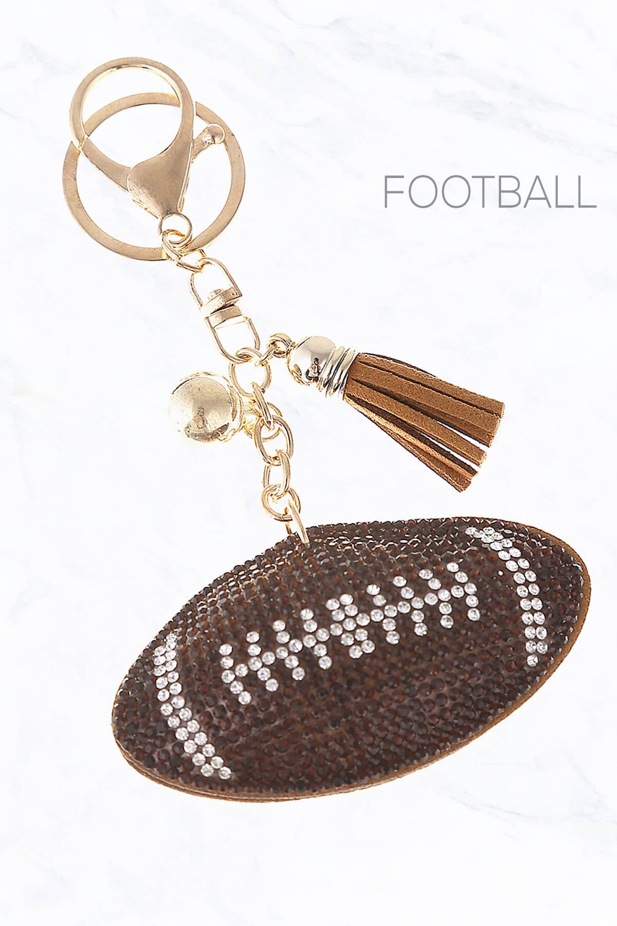 Suzie Q USA - Wholesale Keychain - Women's - Glittering Football with Tassel Keychain1