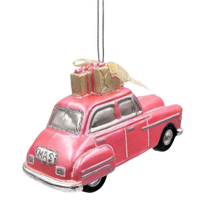 OrnamentallyYou - Wholesale Ornament - Nostalgic Pink Car Glass Christmas Ornament, Vintage Classic4