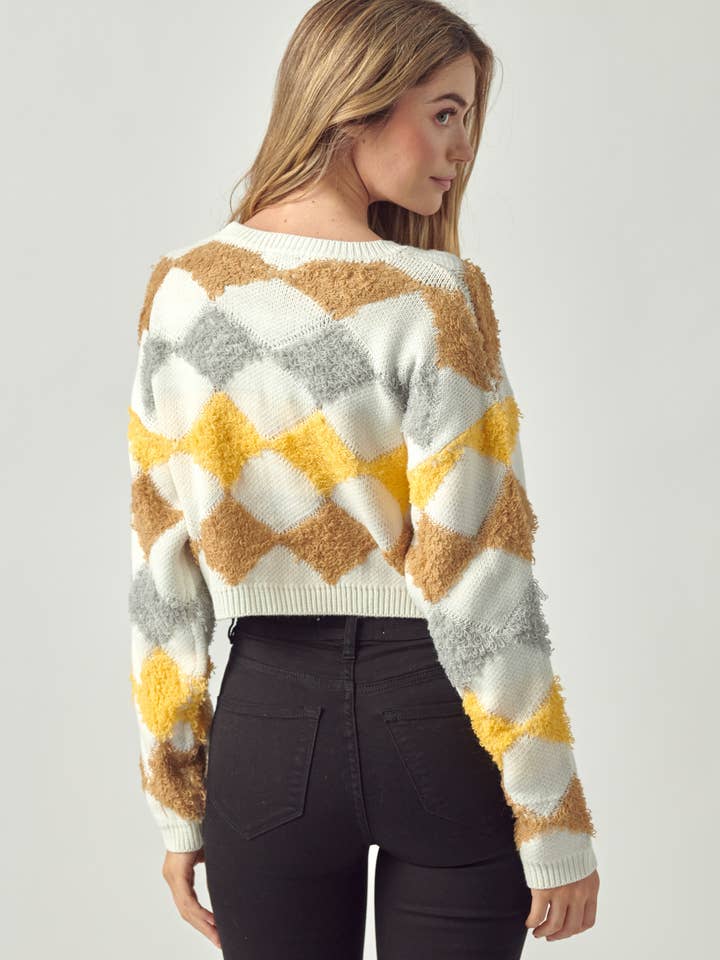 Petal Dew – wholesale Knitted jumper – Women′s – FUZY SWEATER DIAMOND PETTERNED - P000939