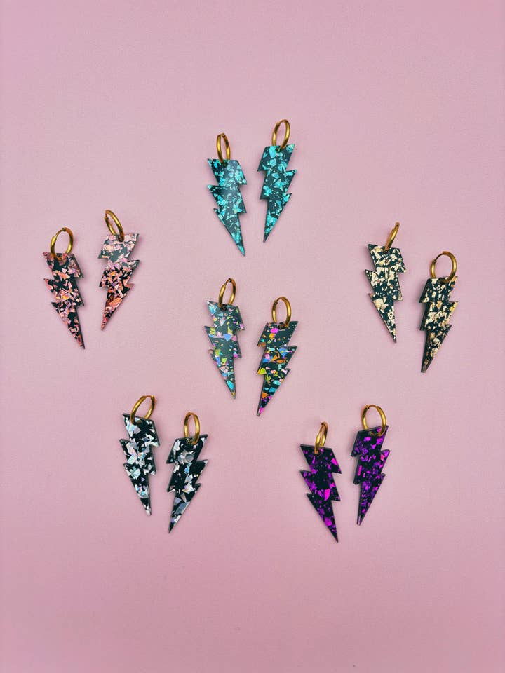 Large Lightning Hoop Earrings for wholesale by Studio Annette