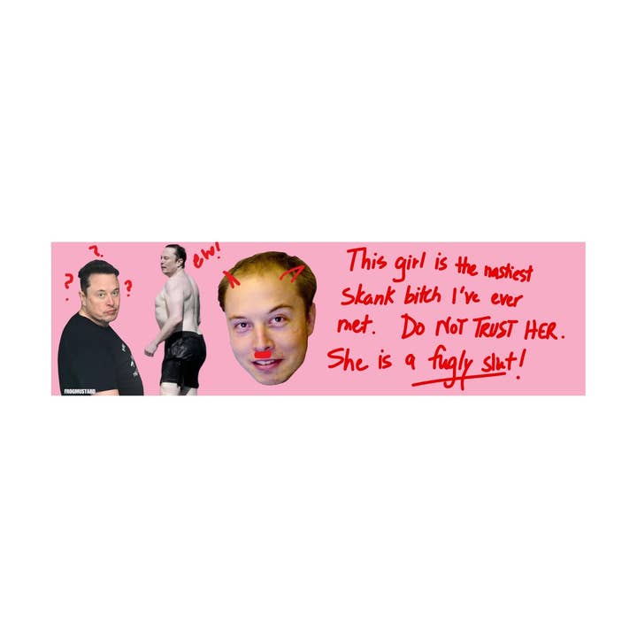 Elon Musk Burn Book Sticker (Mean Girls) Fugly Sl*t for wholesale by Frog Mustard Stickers