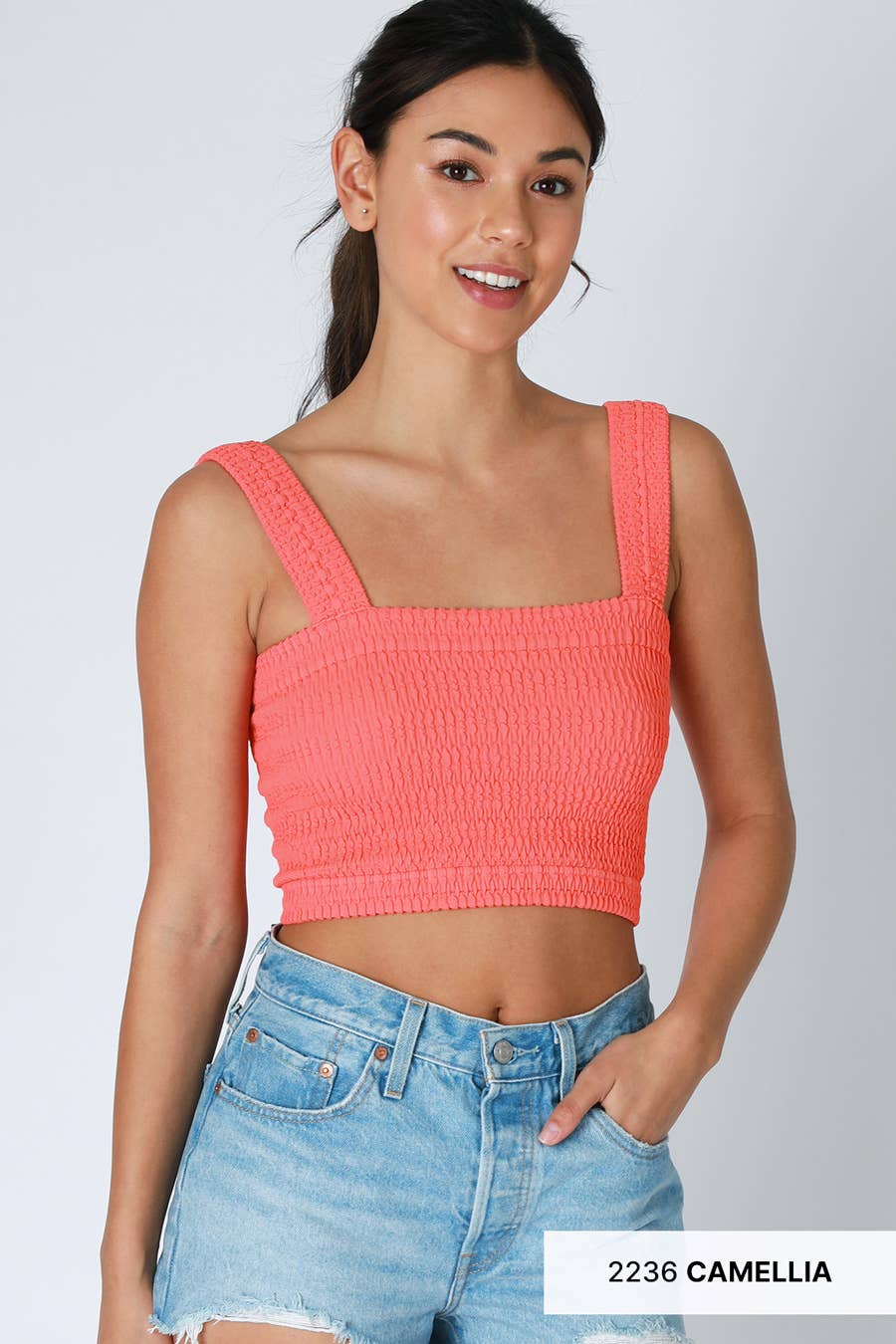 NIKIBIKI - Wholesale Knit Top - Women's - NS8255 - Shirred Square Neck Crop Top11