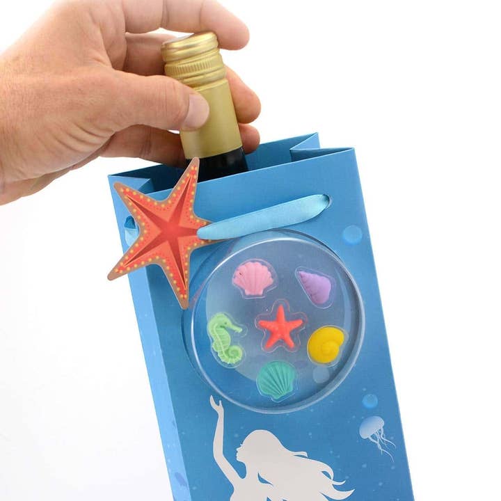 Wholesale Gifts Tomorrow - Wholesale Wine Gift Bag - Mermaid Wine Bottle Bag And Glass Marker Gift Set3